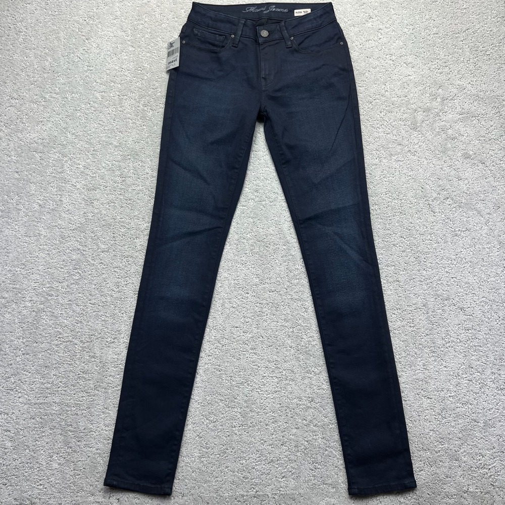 Mavi Jeans Womens 26/32 Indigo Blue Dark Wash Alexa Mid Rise Skinny Coated NWT